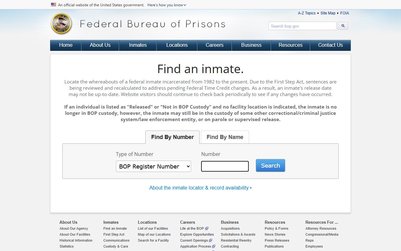 Oklahoma inmate population federal BOP inmate locator