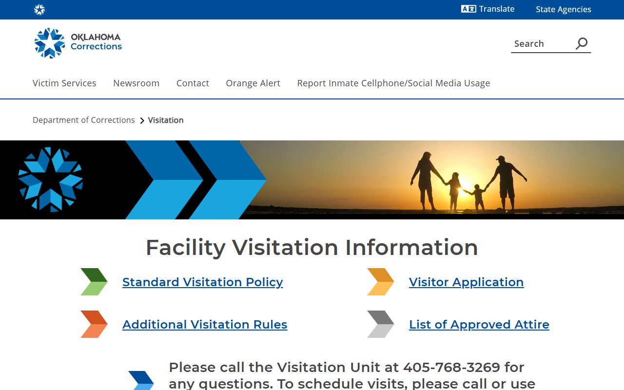 ODOC inmate population visitation scheduling rules