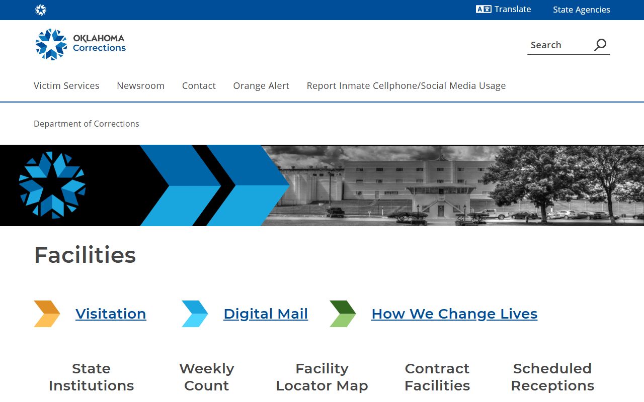 Oklahoma inmate population ODOC facilities and weekly count directory